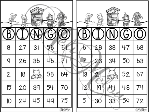 Jeu De Bingo D'Halloween - 24 Cartes Joueurs + Jetons + Carte Hôte - Pour Fêtes En Famille Ou à L'école