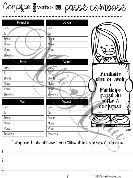 Exercices de conjugaison 5e année - Noir et blanc – Image 3