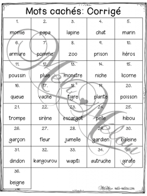 Mots cachés – version couleur