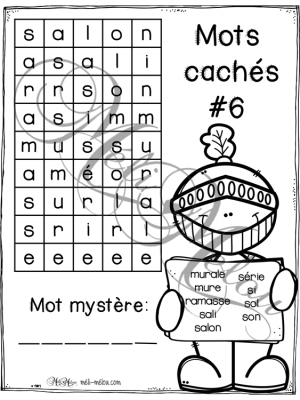 Mots cachés – version noir et blanc