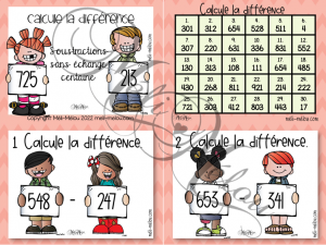 Cartes à tâches – Soustractions sans échange (centaines)