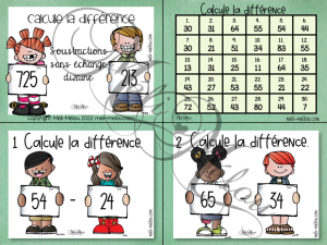 Cartes à tâches – Soustractions sans échange (dizaines)