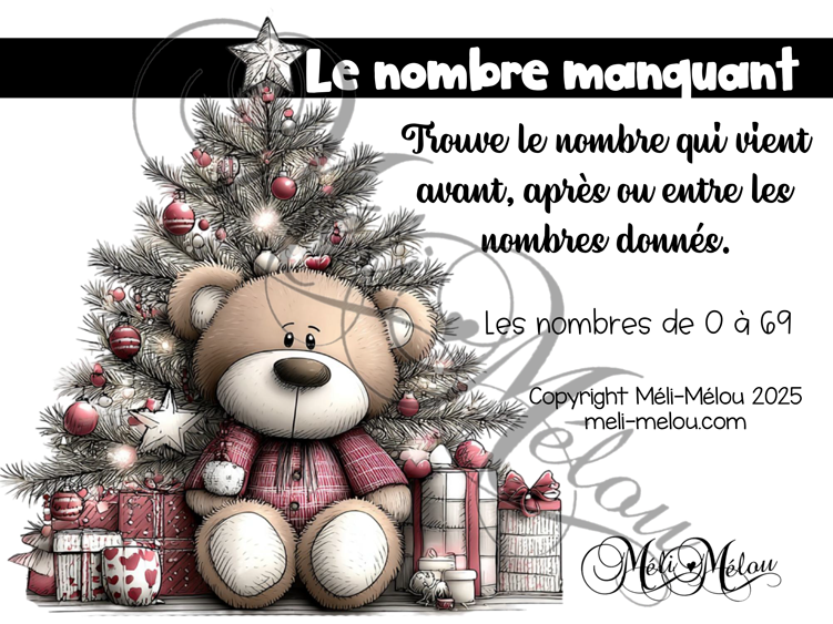 Cartes à tâches - Le nombre manquant de Noël