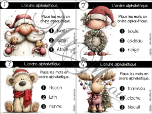 Cartes à tâches – L’ordre alphabétique de Noël