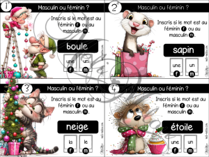Cartes à tâches – Masculin ou féminin de Noël