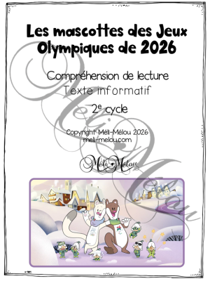 Compréhension de lecture – Tina et Milo-Les mascottes des Jeux olympiques 2026 -2e cycle