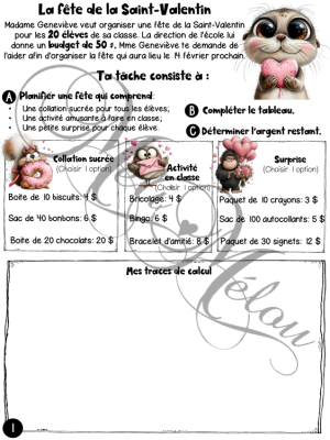 Situation problème – La fête de la St-Valentin