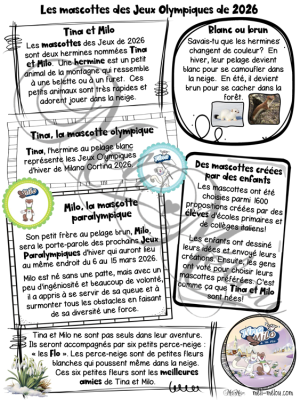 Compréhension de lecture – Les mascottes des Jeux Olymiques de 2026