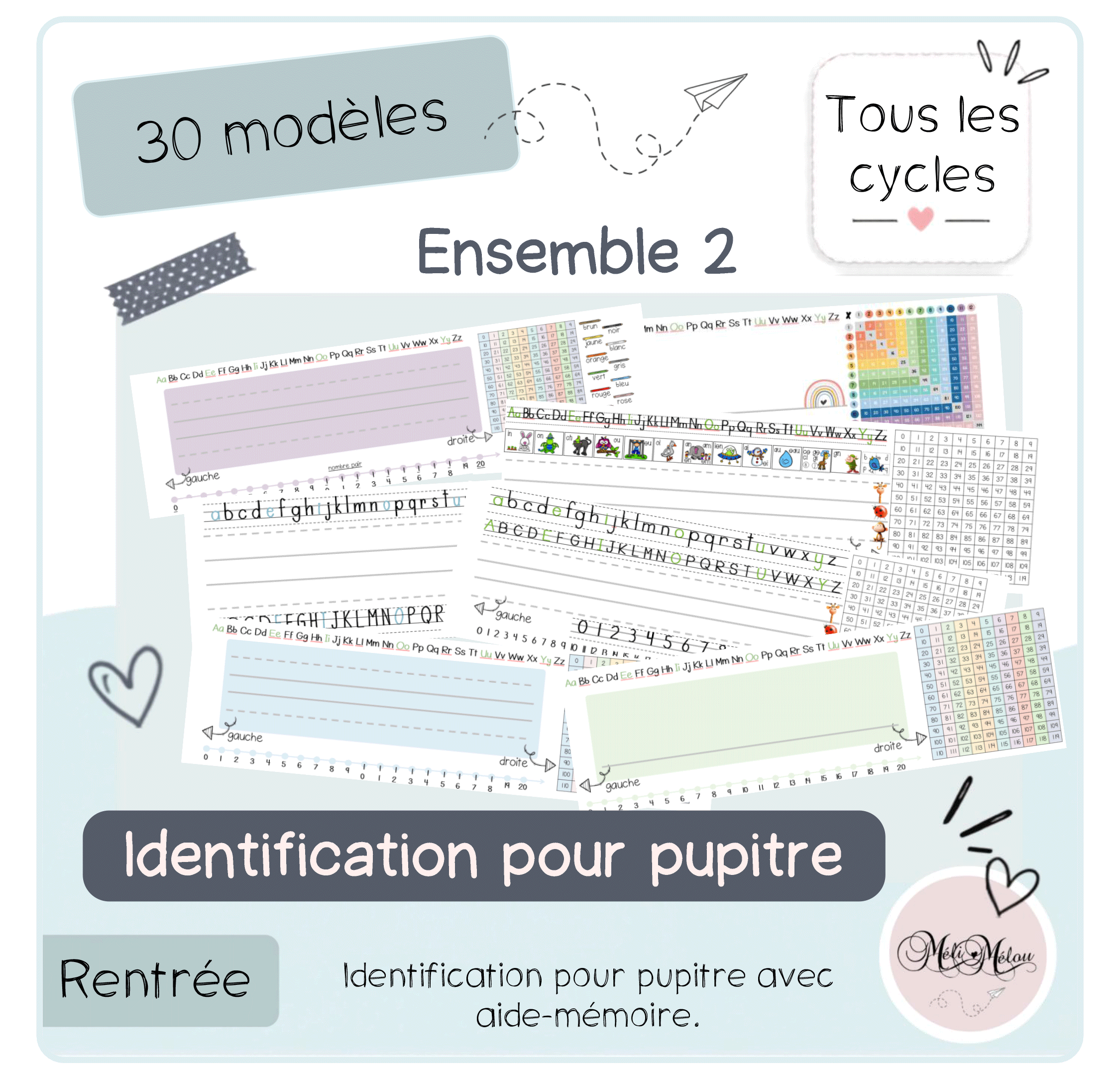 Affiches d'identification pour pupitre ensemble 2