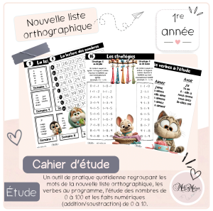 Cahier d’étude – première année