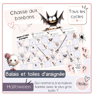 Balais et toiles d’araignée-Jeu d’Halloween