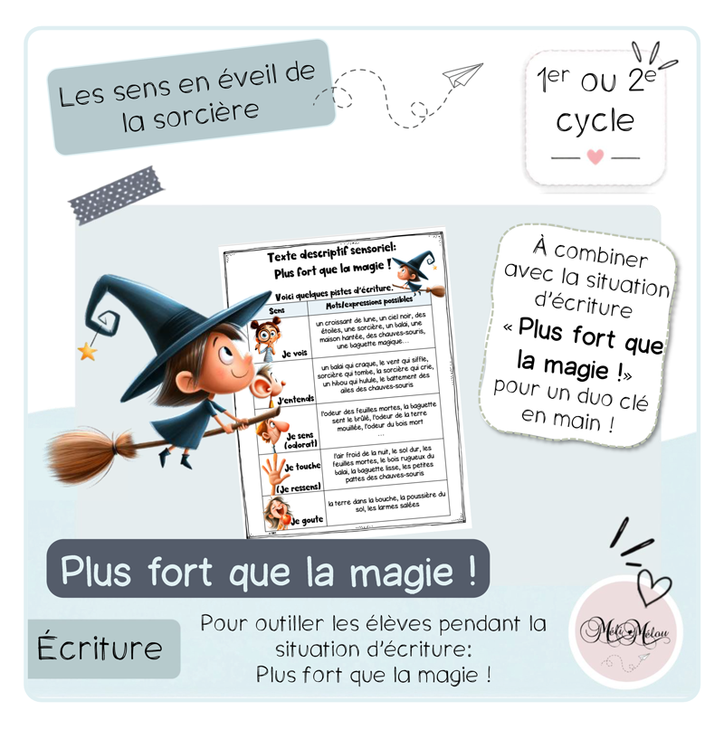 Les sens en éveil de la sorcière - Outil d’écriture pour un texte descriptif sensoriel